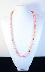 Angel Skin Coral Large Gold Bead Necklace