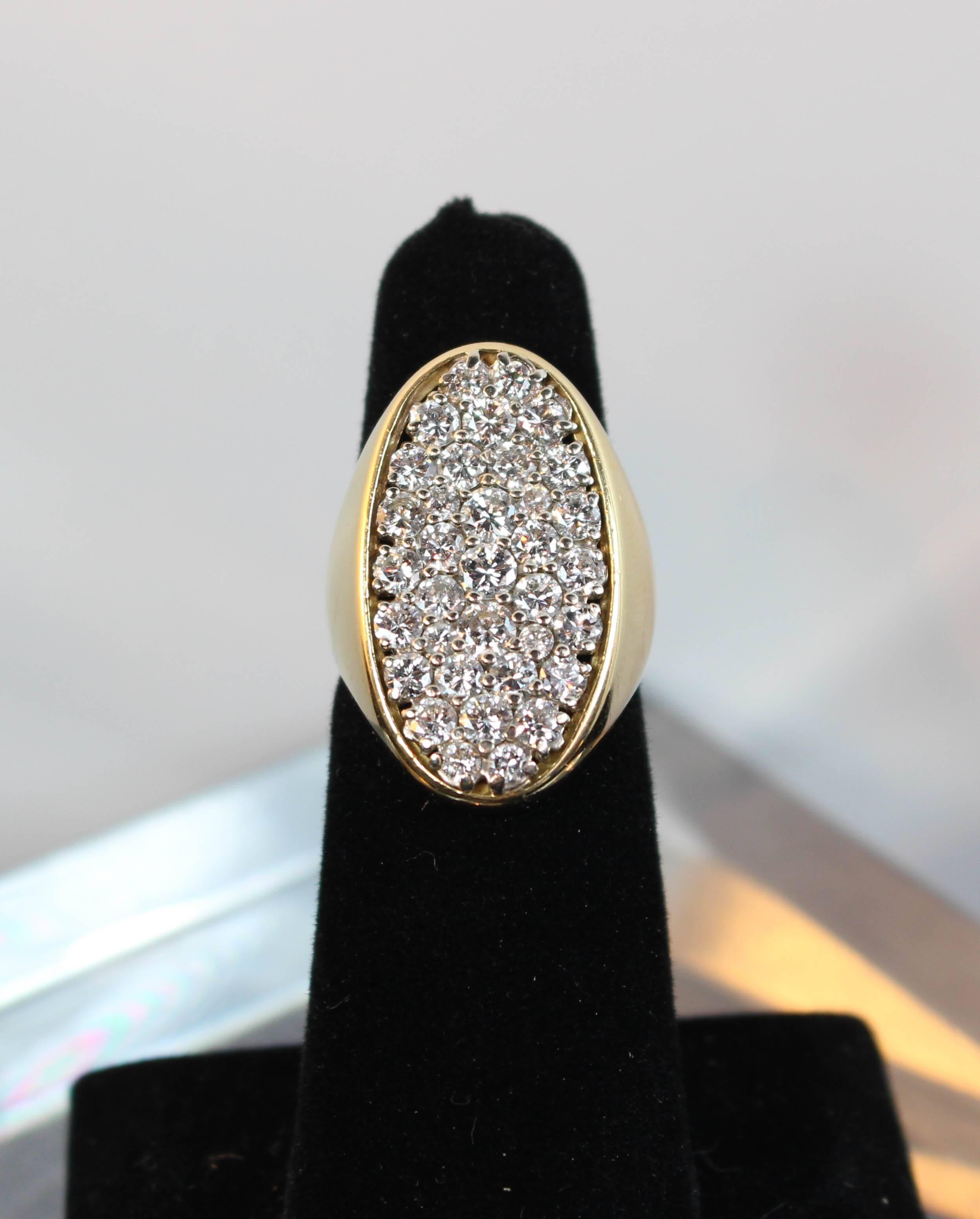 1970er Jahre Italienischer Diamant-Pflaster-Ring aus Gelbgold im Zustand „Hervorragend“ im Angebot in Los Angeles, CA