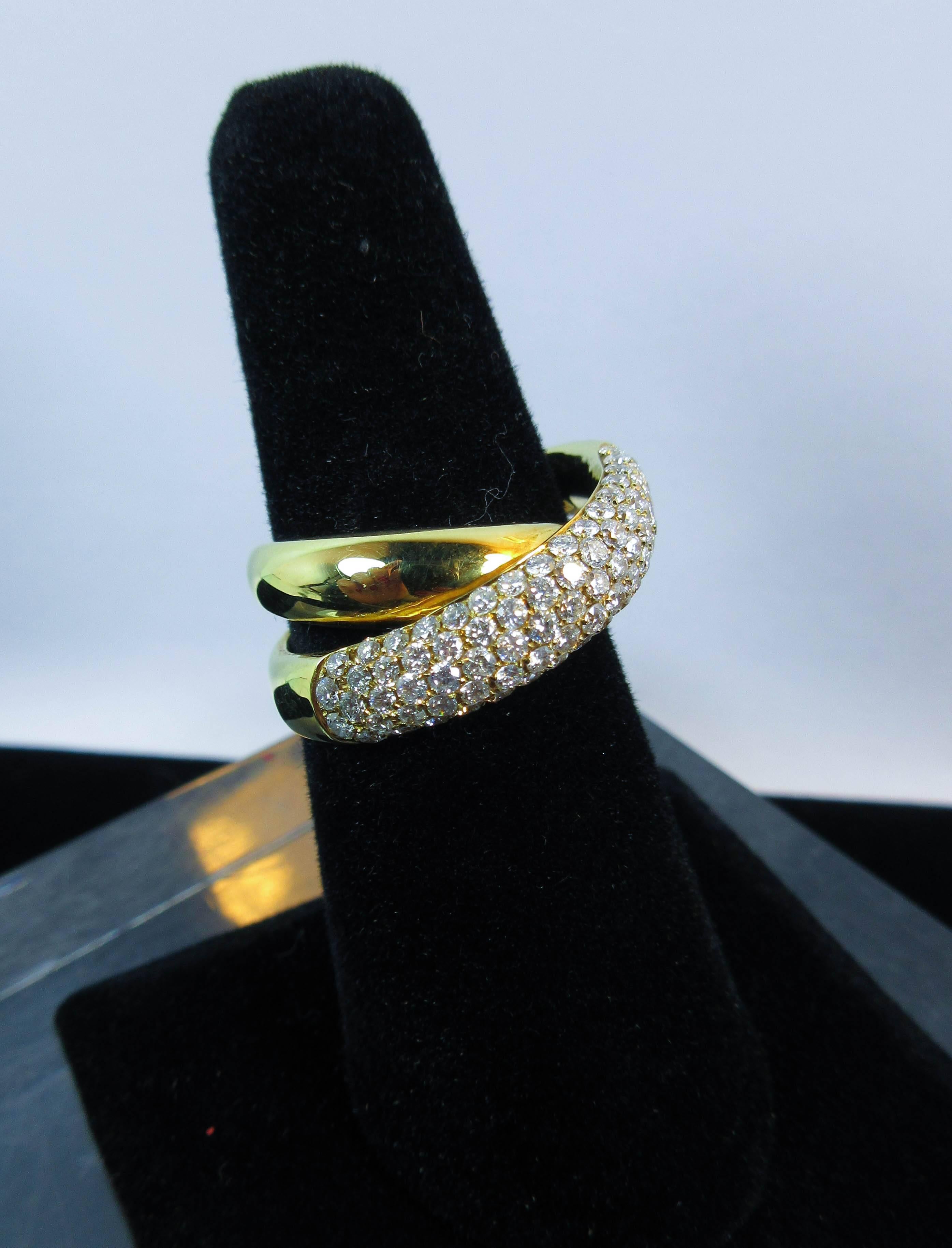 criss cross pave diamond ring