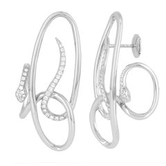 Yvonne Leon Contemporary Earring Snake in 18 Karat White Gold and Diamonds