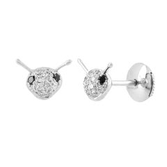 Bee 18 Karat White Gold and Black Diamonds Ear Jacket Single Stud