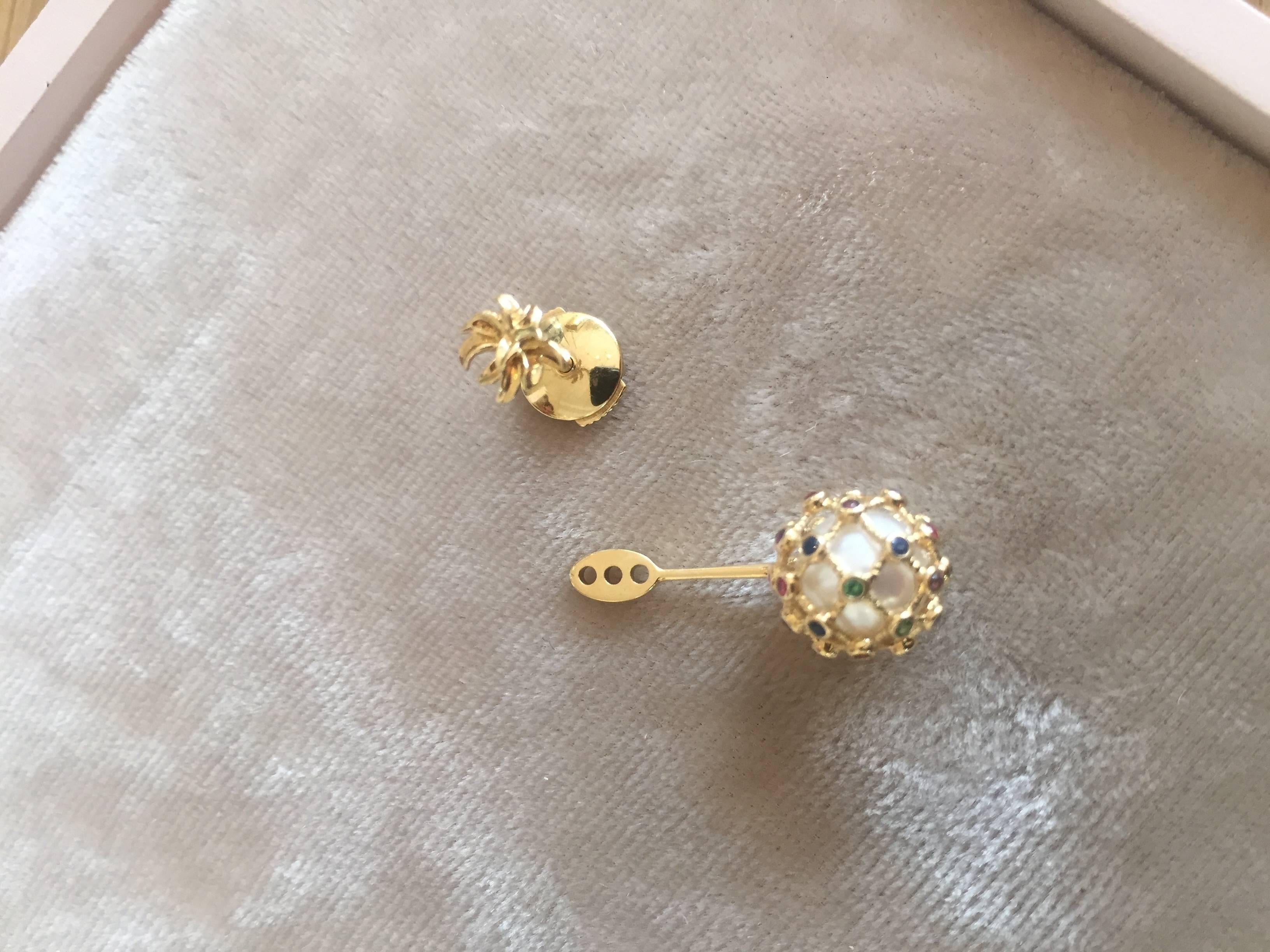 Yvonne Leon Contemporary Mini Pineapple Stud and Ear-Jacket In New Condition In Paris, FR