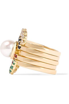 Yvonne Leon 18k Gold Rings with Diamonds, Sapphire, Ruby, Emerald, Pearl Akoya