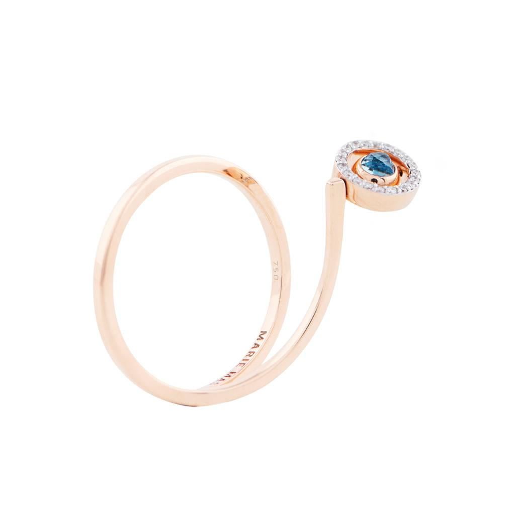 Women's Marie Mas Reversible Swiveling Floating Ring, Rose Gold Diamonds Amethyst Topaz For Sale