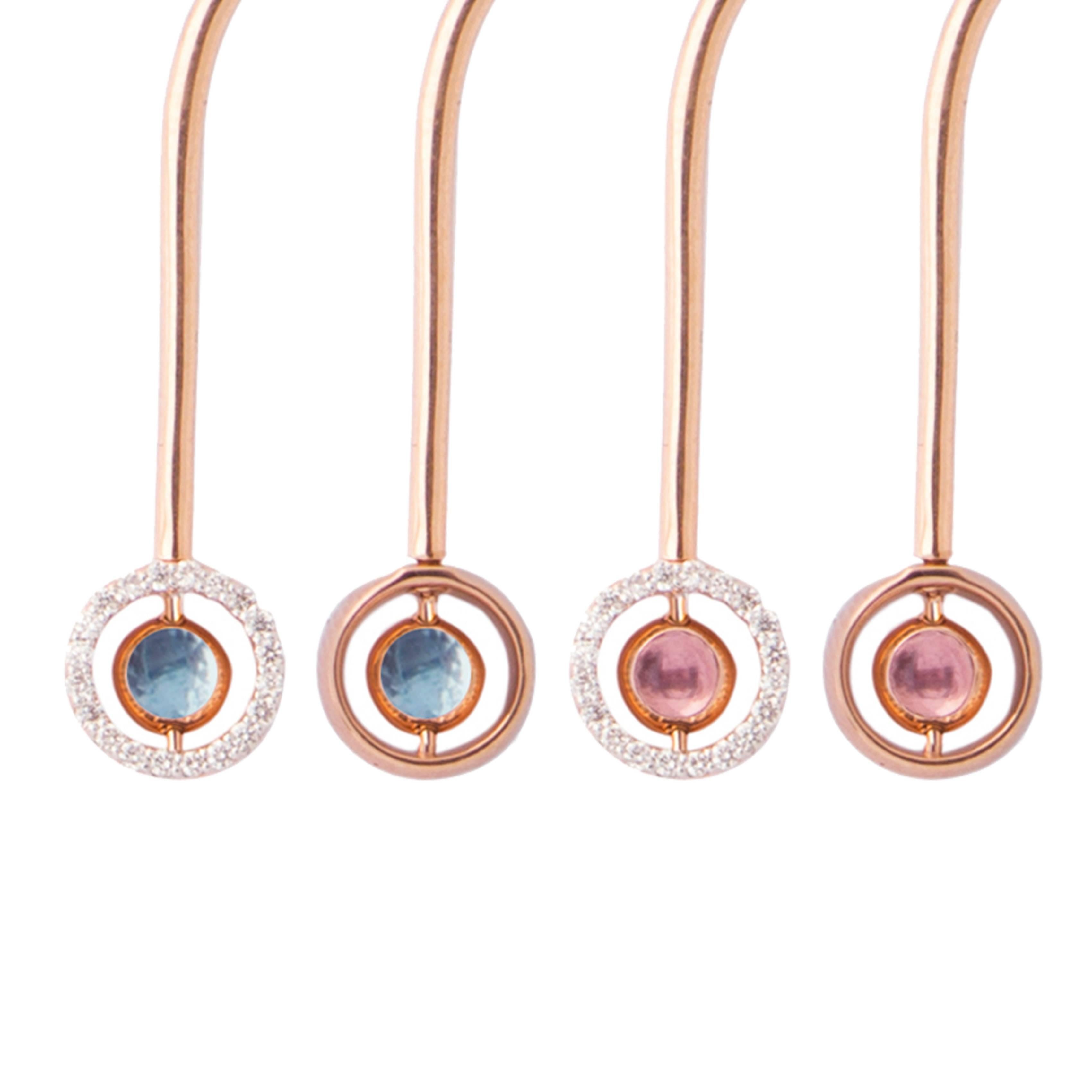 Marie Mas Reversible Swiveling Hook Ring, Pink Gold Diamonds Amethyst Topaz For Sale 2