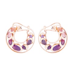 Marie Mas Reversible Hoop Earrings, Rose Gold, Amethysts, Topazs