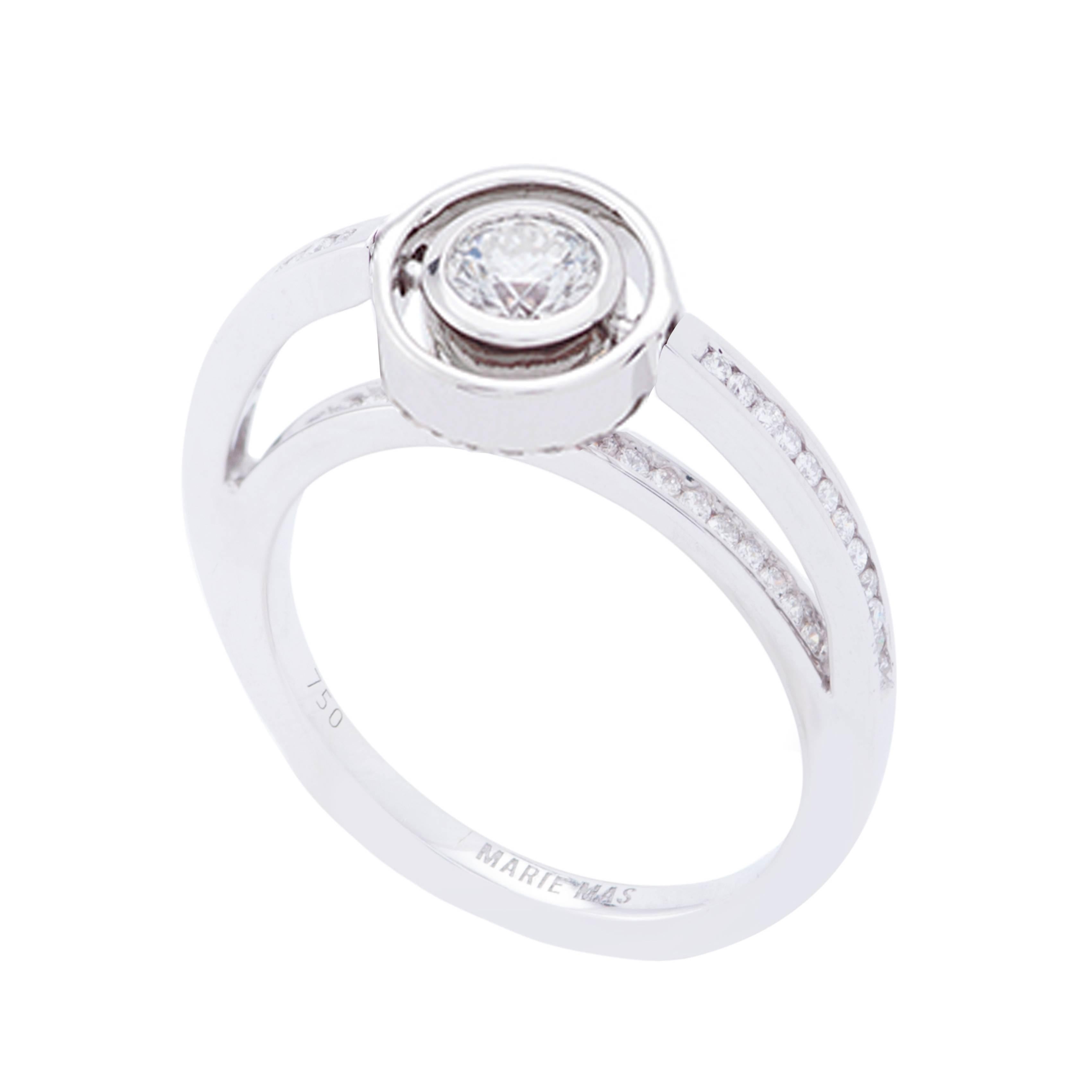 Marie Mas Reversible Swiveling Engagement Ring, White Gold, Diamonds, Tourmaline In New Condition For Sale In Paris, FR