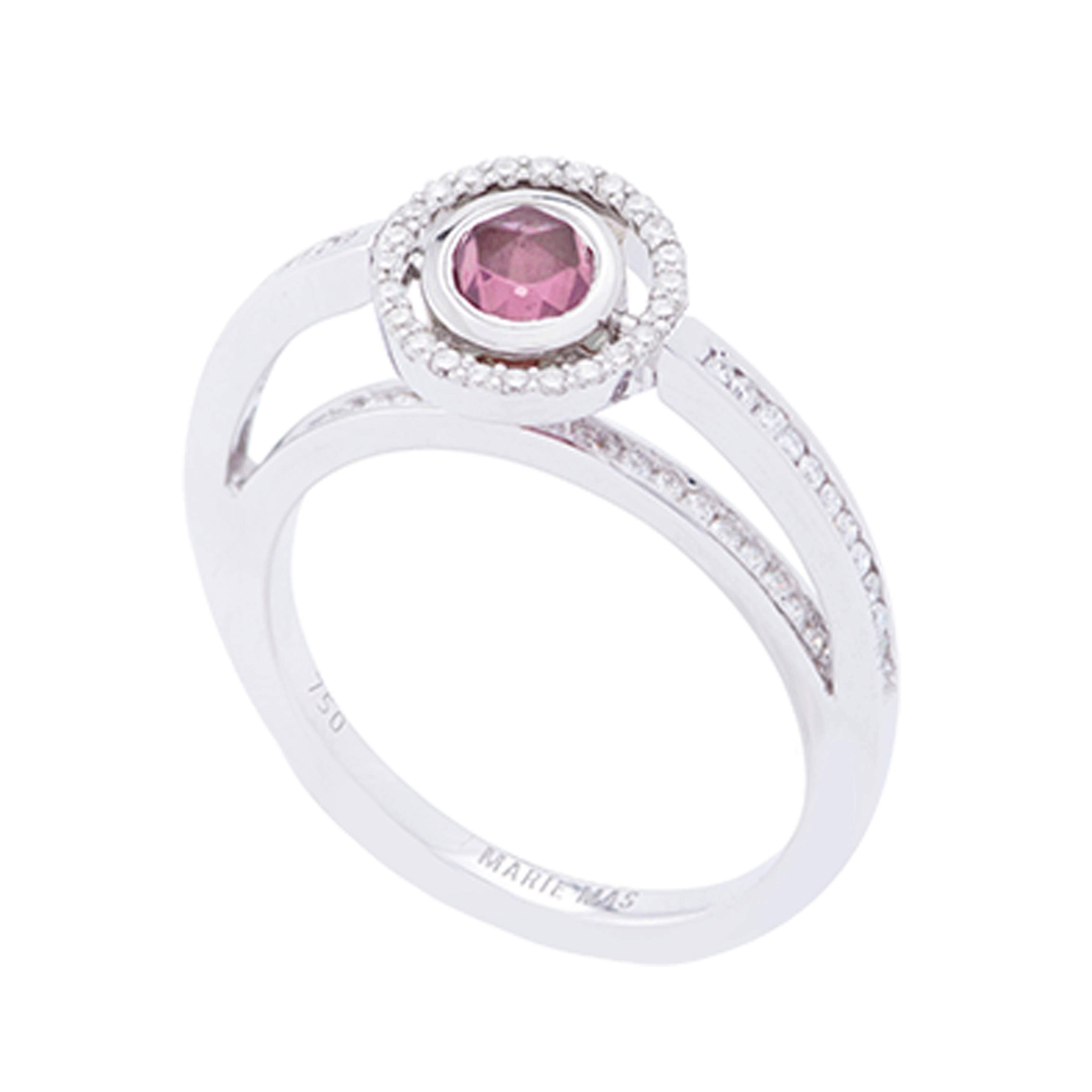 Women's Marie Mas Reversible Swiveling Engagement Ring, White Gold, Diamonds, Tourmaline For Sale