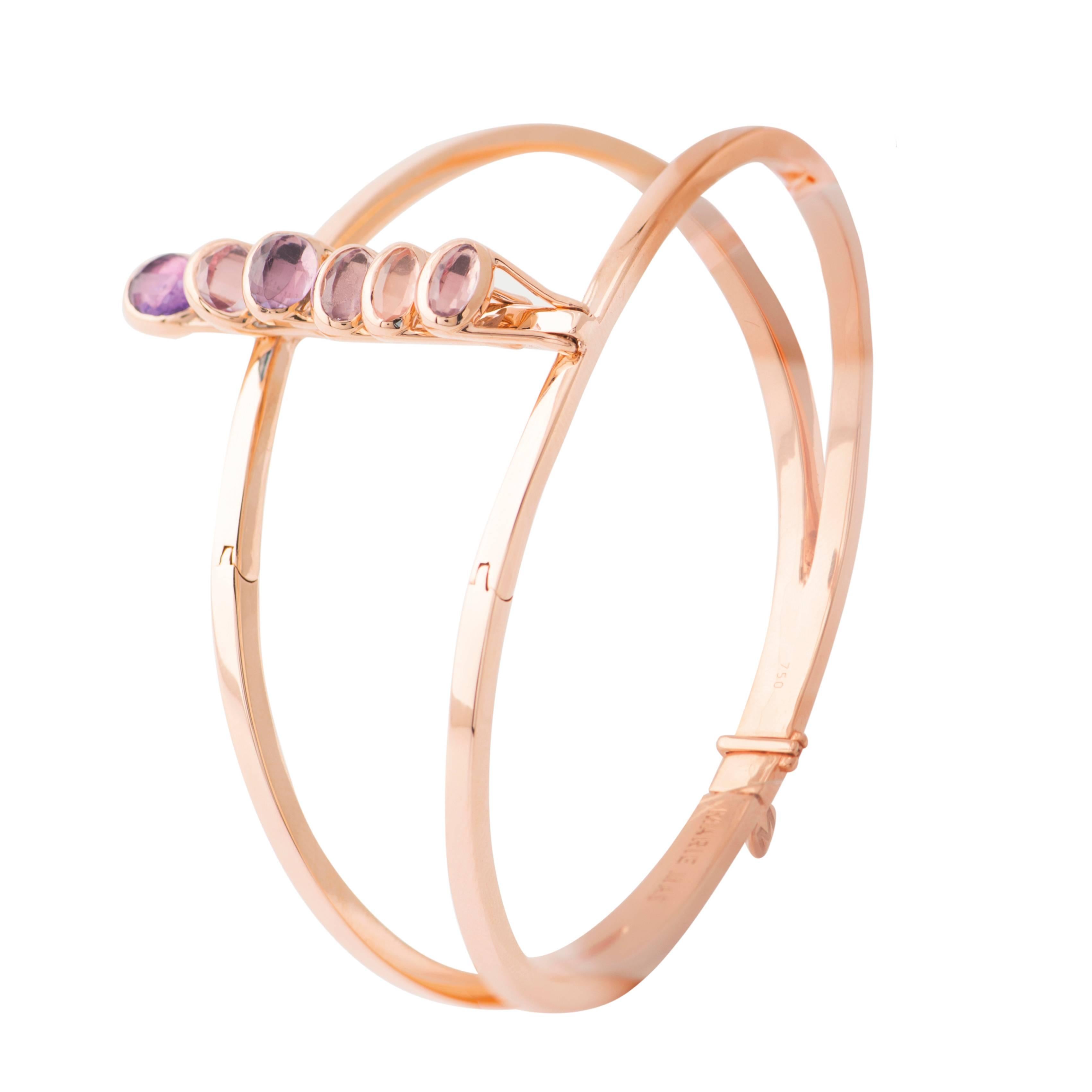 Contemporary Marie Mas Reversible Vertical Dancing Rigid Bracelet, 18 Karat Rose Gold For Sale