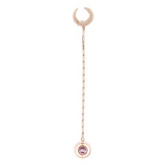 Marie Mas Reversible Swiveling Long Clip Earring, Pink Gold Diamonds Amethyst