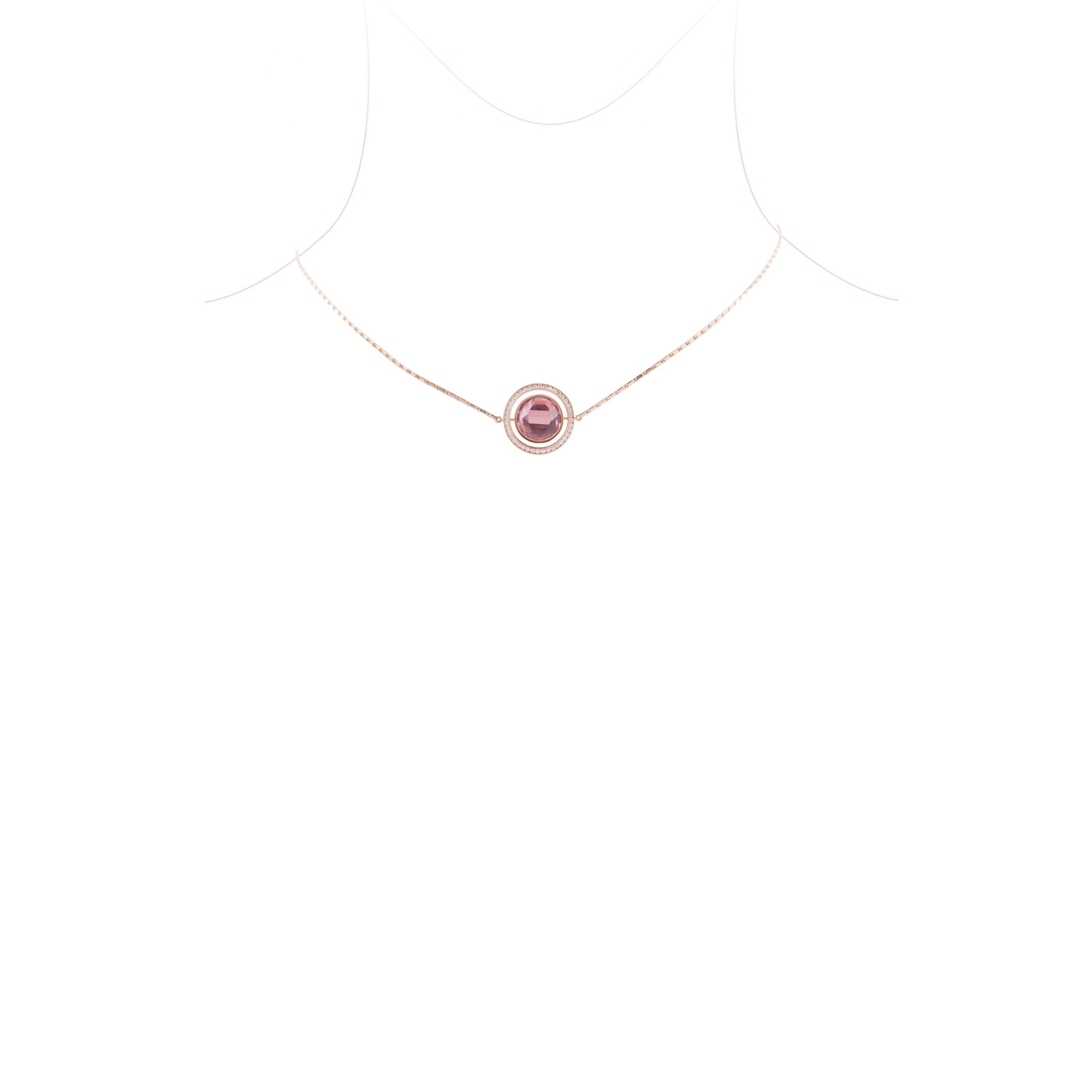 Marie Mas Reversible Large Swiveling Necklace, Pink Gold Diamonds Amethyst Topaz For Sale 1