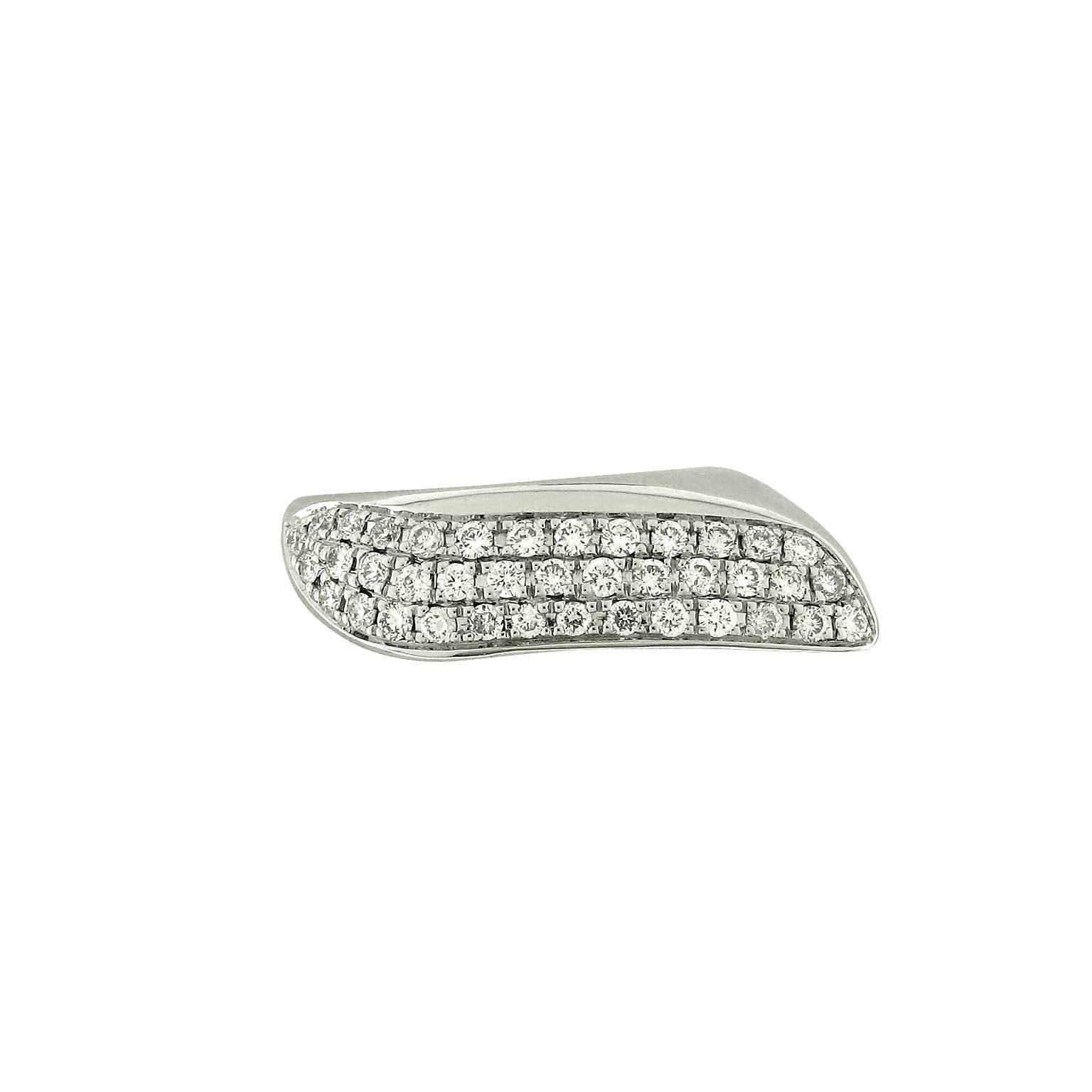 Contemporary Gavello White Gold Diamond Pavé Wing Shaped Band Ring For Sale