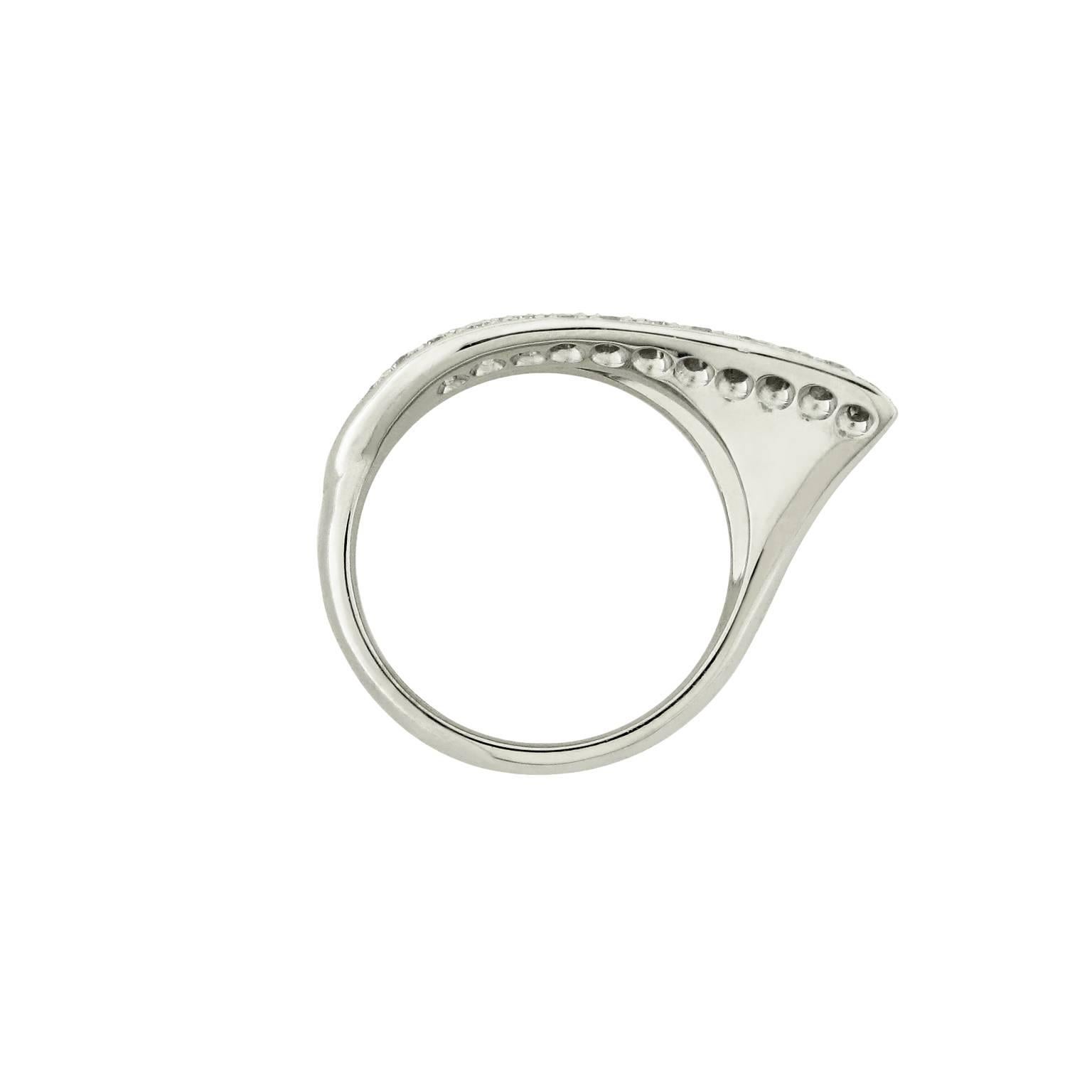 Women's Gavello White Gold Diamond Pavé Wing Shaped Band Ring For Sale