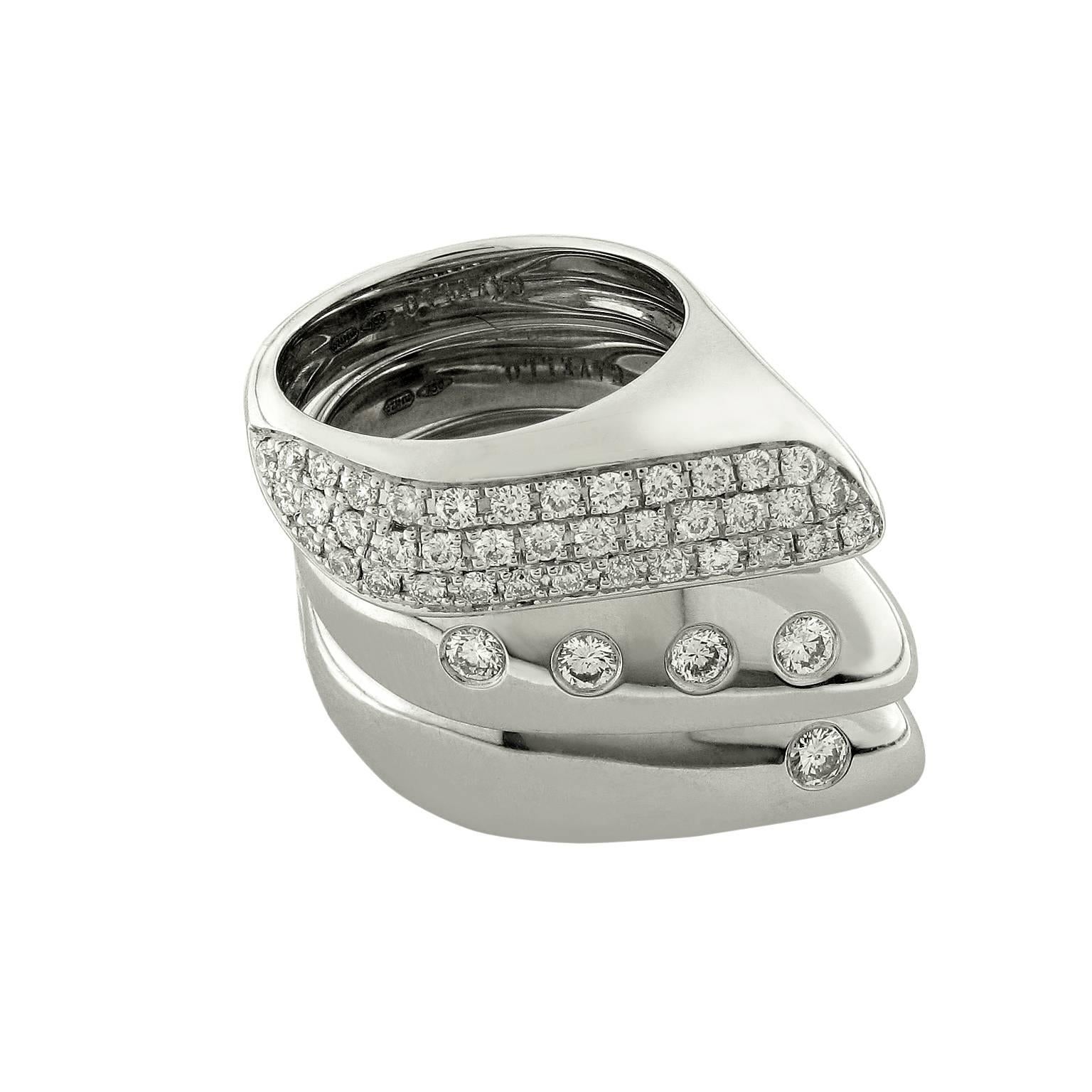 Gavello White Gold Diamond Pavé Wing Shaped Band Ring For Sale 1