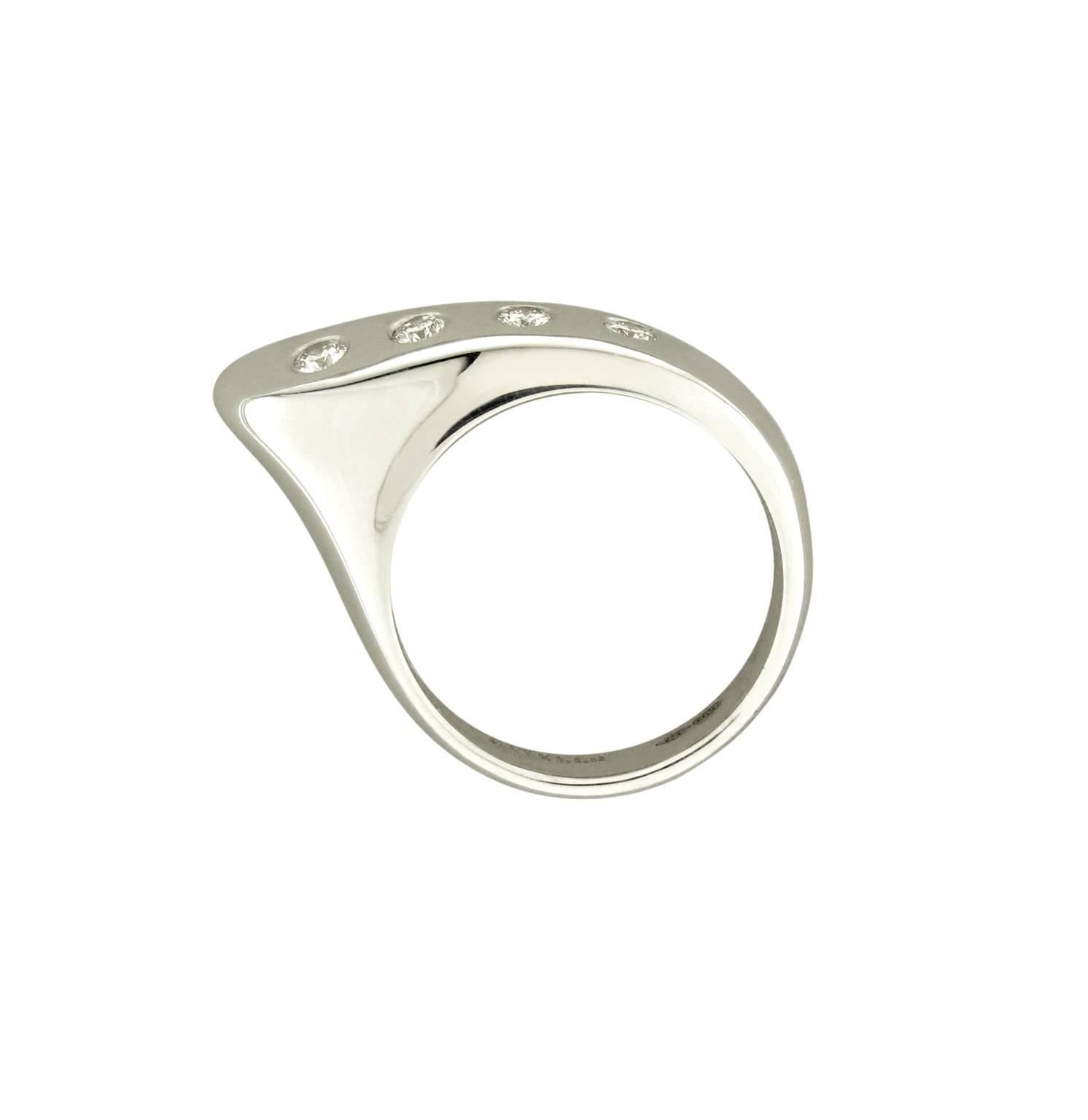 Contemporary Gavello White Gold Diamond Wing Shaped Band Ring For Sale