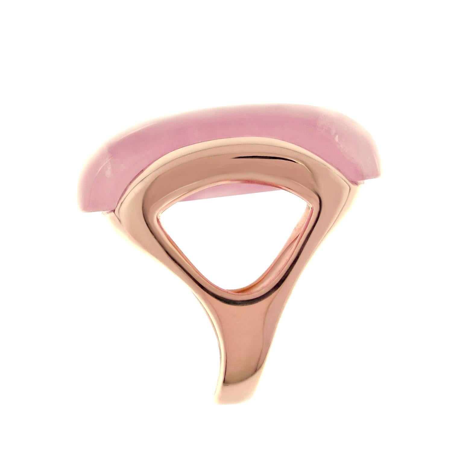 Gavello Rose Gold Candy Pink Quartz Contemporary Cocktail Ring In New Condition For Sale In Milan, IT