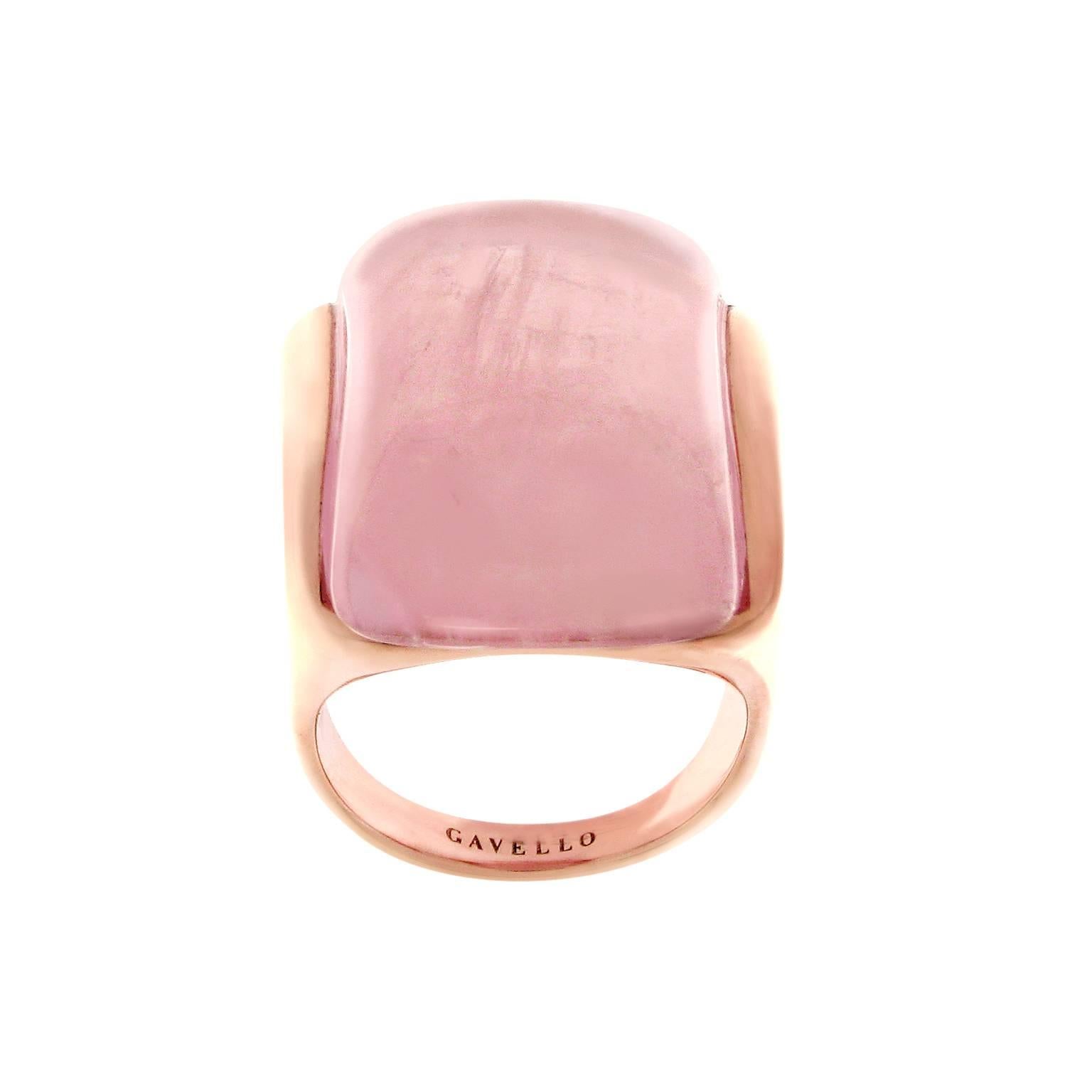 Women's Gavello Rose Gold Candy Pink Quartz Contemporary Cocktail Ring For Sale