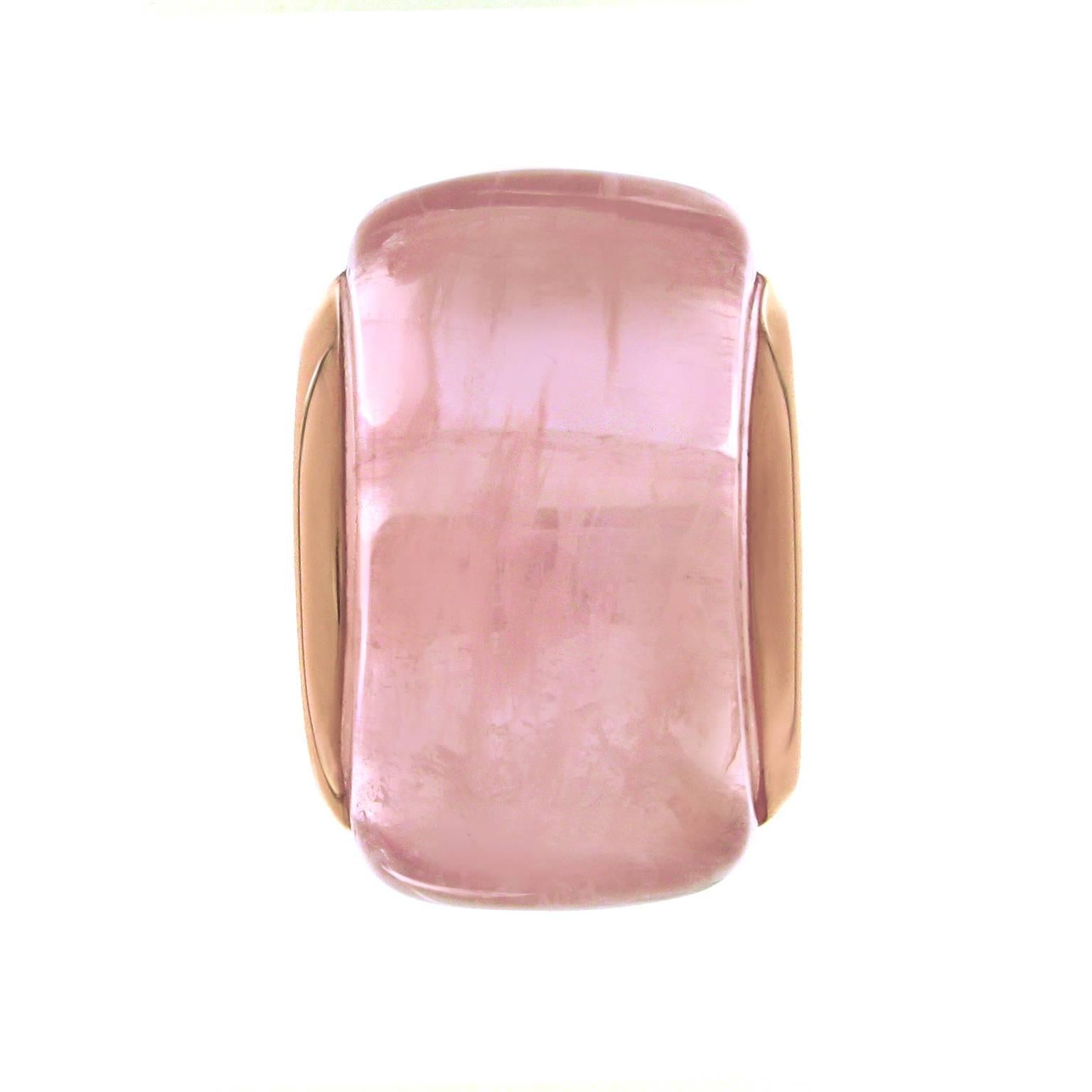 Gavello Rose Gold Candy Pink Quartz Contemporary Cocktail Ring For Sale 1