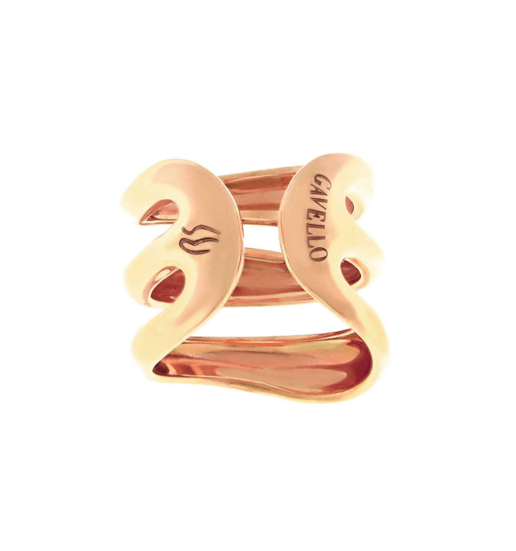Women's Gavello Rose Gold White Brown Diamond Triple Band Ring For Sale