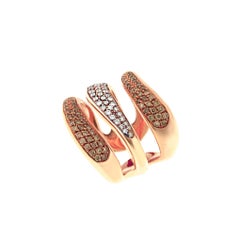 Gavello Rose Gold White Brown Diamond Triple Band Ring