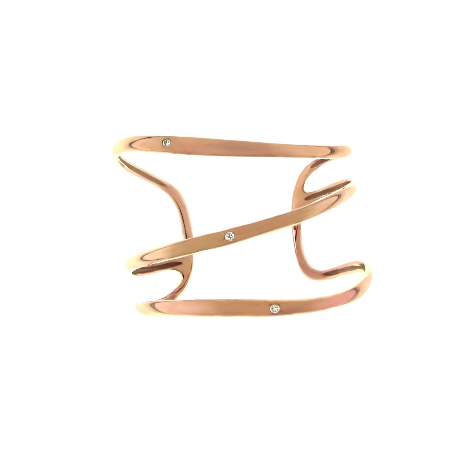 Gavello Rose Gold Diamond Cuff Bracelet In New Condition For Sale In Milan, IT