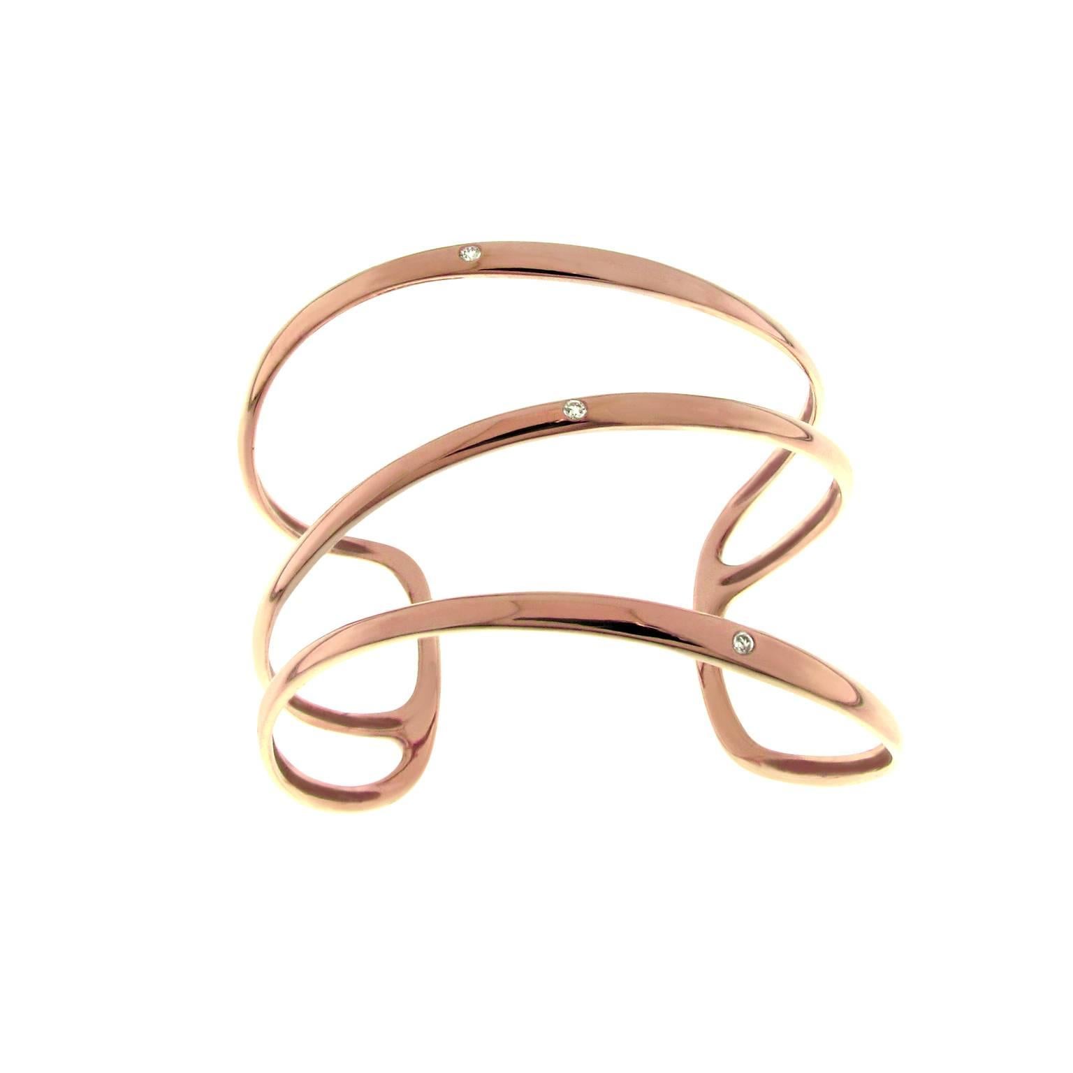 Contemporary Gavello Rose Gold Diamond Cuff Bracelet For Sale