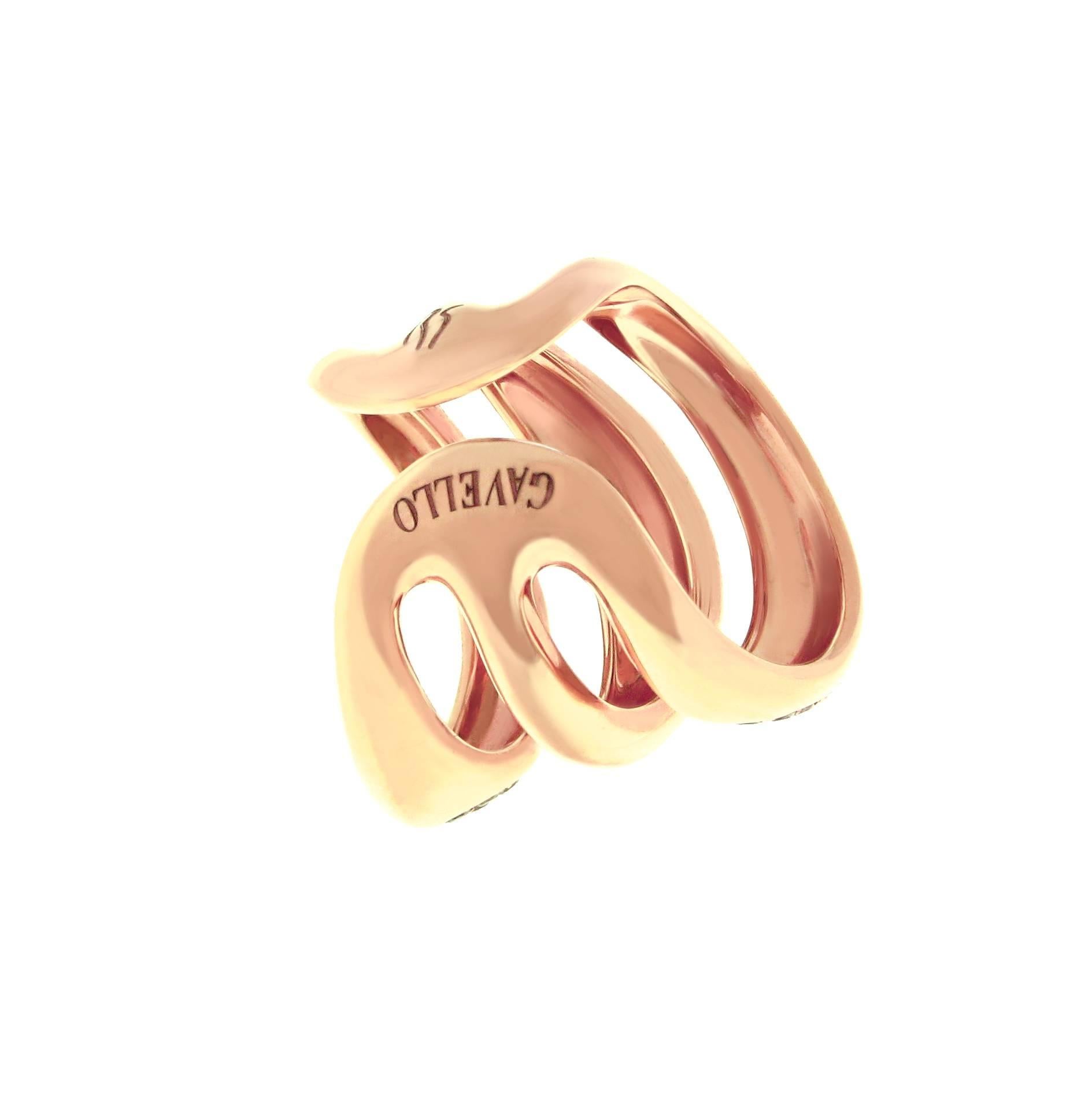 Gavello Rose Gold White Brown Diamond Triple Band Ring For Sale 1