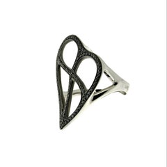 Gavello White Gold Black Diamond Pavé Heart Shaped Ring