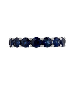 18 Karat White Gold 3.52 Carat Blue Sapphire Eternity Band