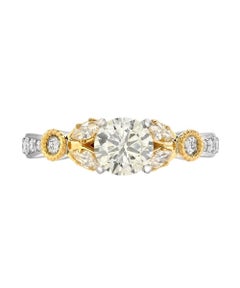 EGL 1.00 Carat J SI2 Platinum and 18 Karat  Diamond Solitaire Engagement Ring