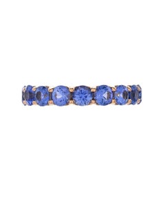 Boorma 18 Karat Yellow Gold 3.74 Carat Ceylon Sapphire Eternity Band Size 6
