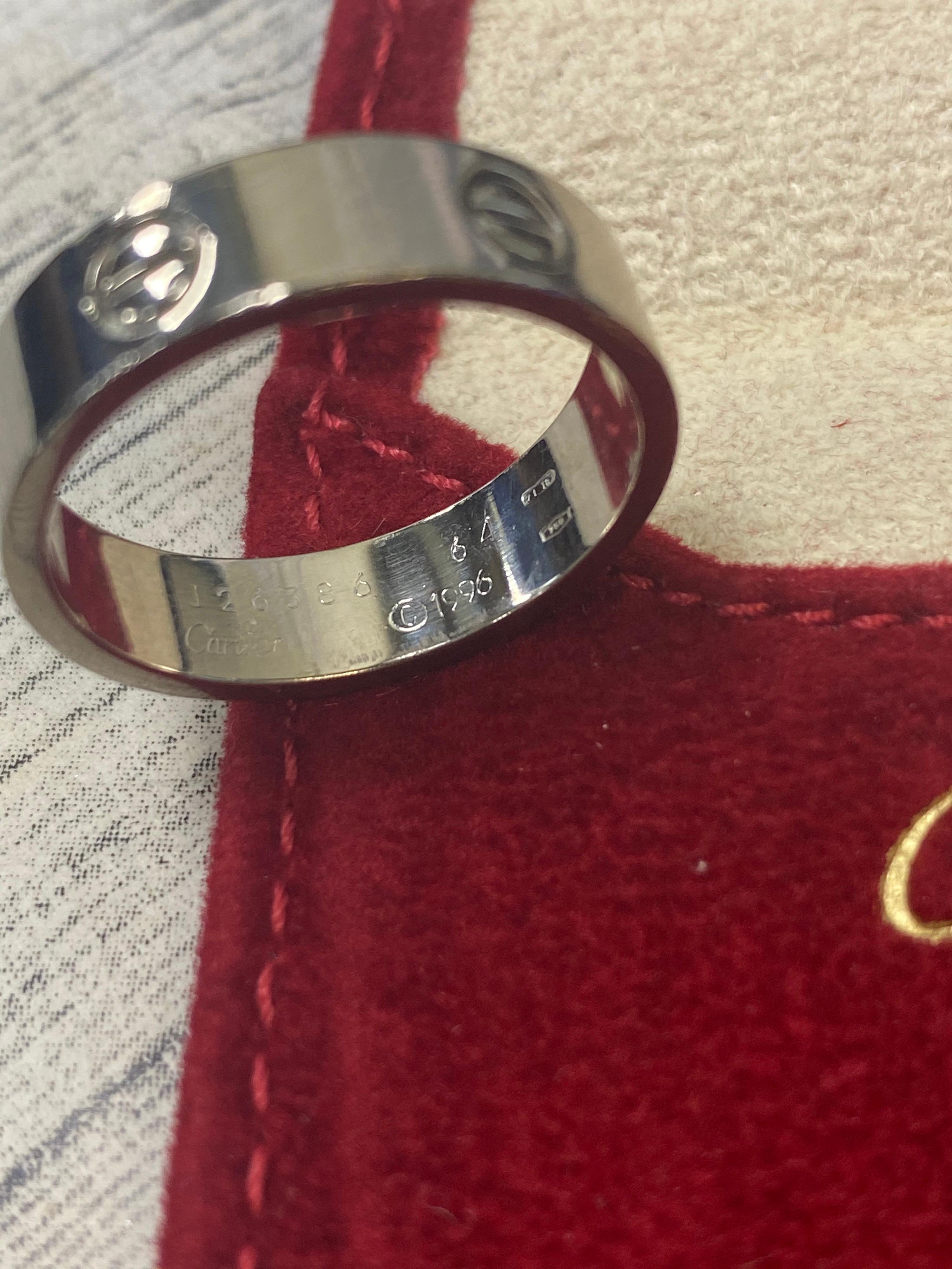 Cartier Love 18K White Gold Ring Wedding Band Size 64 US 10.75 at ...