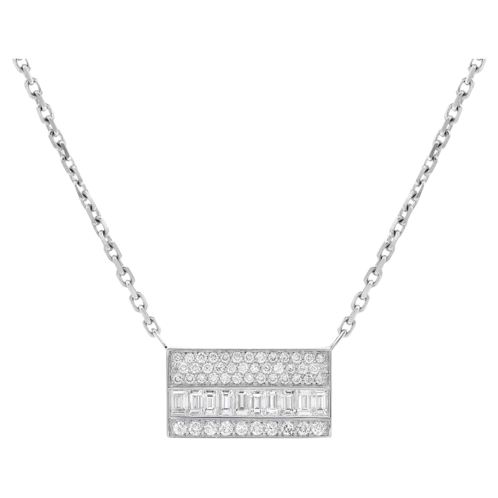 Messika 0.72Cttw Liz Diamond Pendant Chain Necklace 18K White Gold 17 Inches For Sale