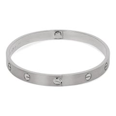 Cartier Love Bracelet Brushed Classic Model 18K White Gold Size 20