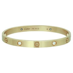 Cartier Love Four Diamond Bracelet Classic Model 18K Yellow Gold Size 18