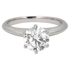 Tiffany & Co. 1.05Ctw Round Cut Diamond Solitaire Engagement Ring Platinum SZ3.5