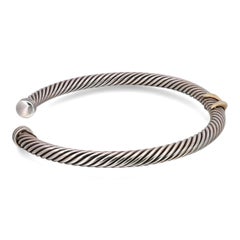 David Yurman X Classic Cable Station Bracelet 925 Sterling Silver 18K Gold 4mm