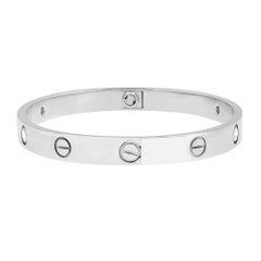 Cartier Love Armband mit 4 Diamanten, klassisches Modell, 18 Karat Weißgold, Größe 18