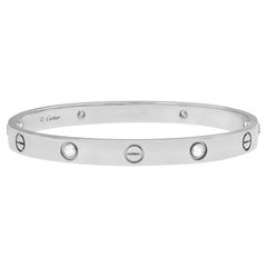 Cartier Love Armband mit 4 Diamanten, klassisches Modell, 18 Karat Weißgold, Größe 18