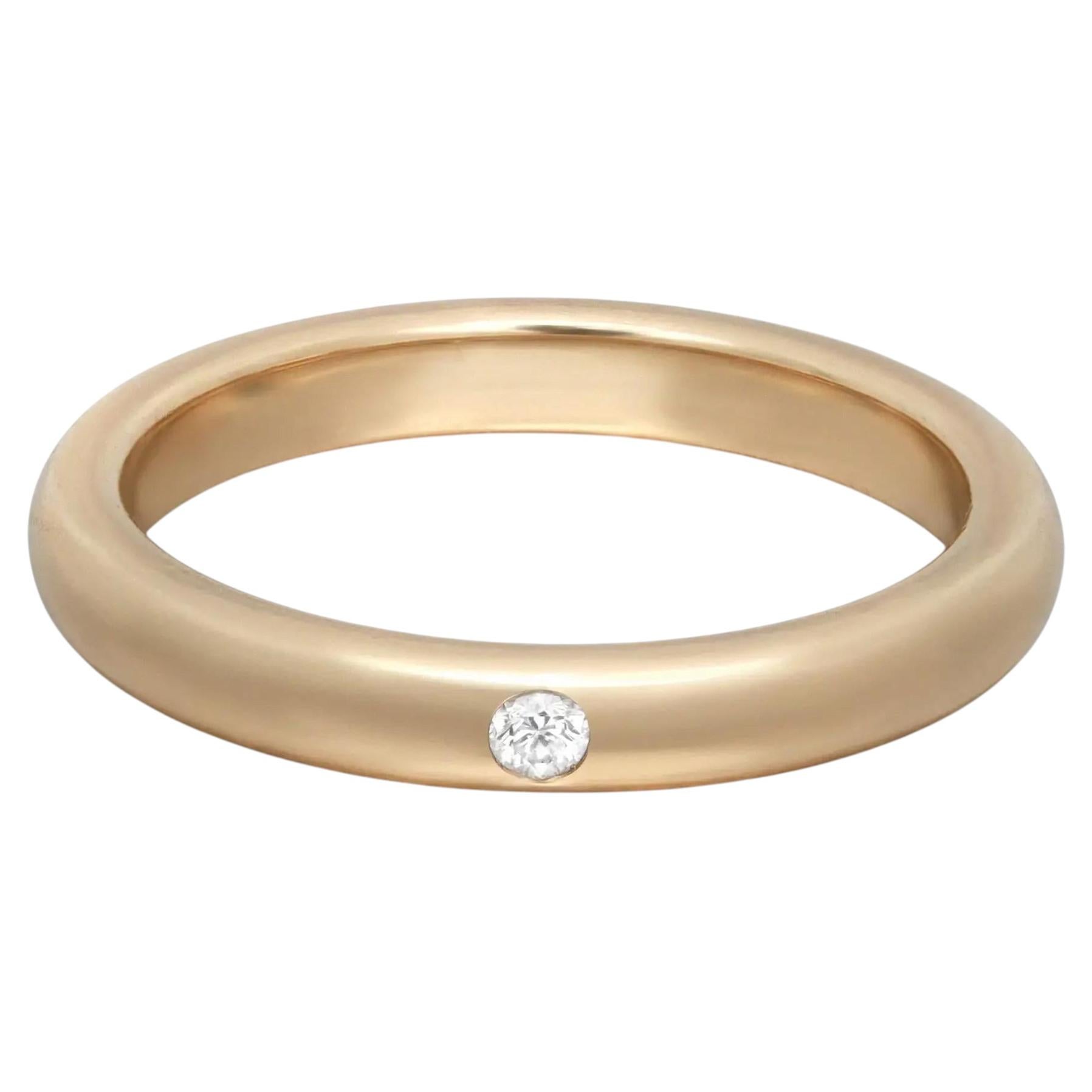 Anillo de banda con diamantes de Tiffany Elsa Peretti, 0,02 quilates, oro amarillo de 18 quilates, talla 5