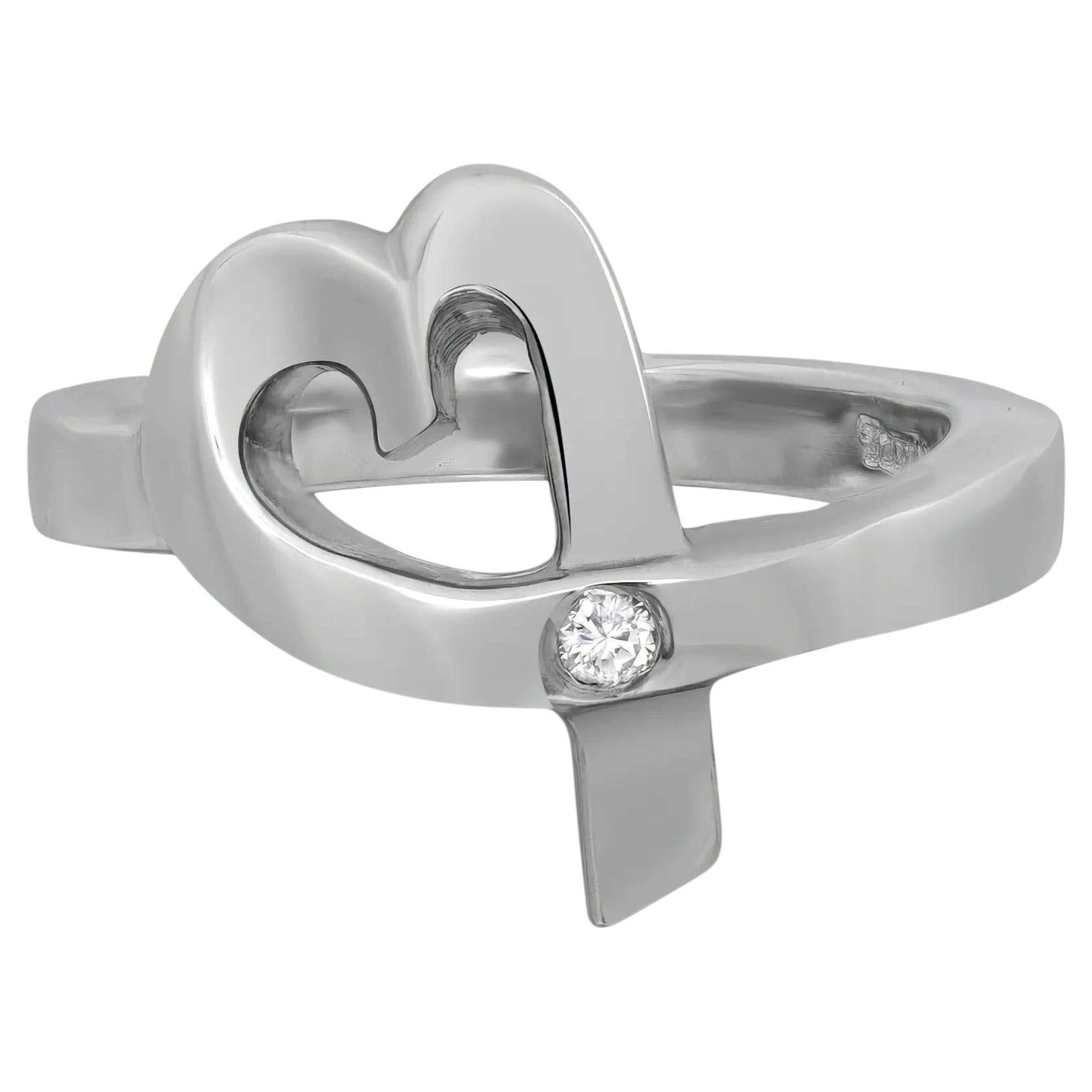 Tiffany & Co. Paloma Picasso Loving Heart Diamond Ring 925 Sterling Silver