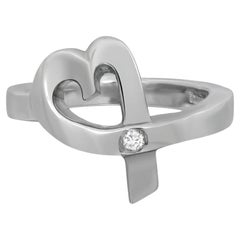 Tiffany & Co. Paloma Picasso Loving Heart Diamond Ring 925 Sterling Silver