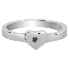 Tiffany & Co. Paloma Picasso Ruby Modern Heart Ring 925 Sterling Silver Size 4.5