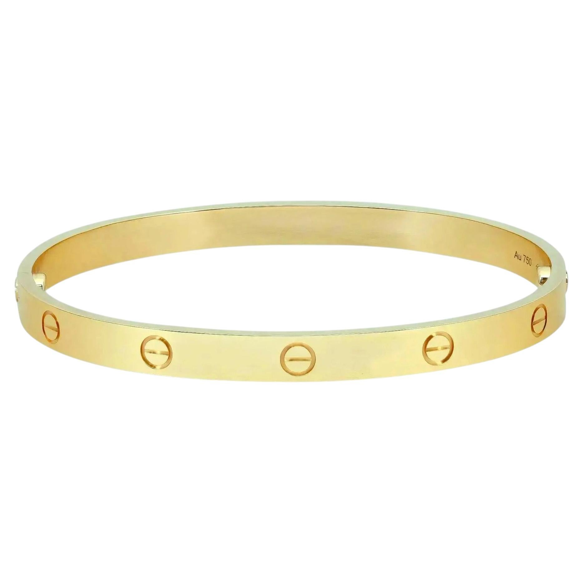 Cartier Love Bracelet Classic Model 18K Yellow Gold Size 17 For Sale