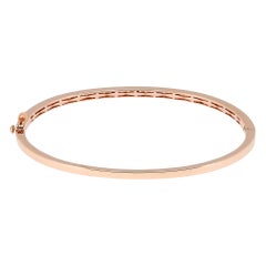 Memoire Milgrain Diamond Bangle Bracelet 18K Rose Gold 0.84ctw