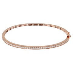 Memoire Milgrain Diamond Bangle Bracelet 18K Rose Gold 0.84ctw