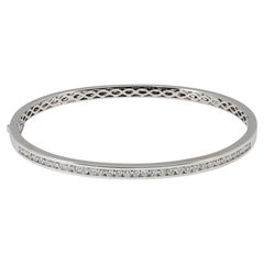 Memoire Fashion Diamond Bangle Bracelet 18K White Gold 0.99Ctw