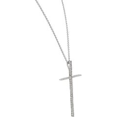 Crivelli Diamond Cross Pendant Necklace 18K White Gold 0.30Ctw