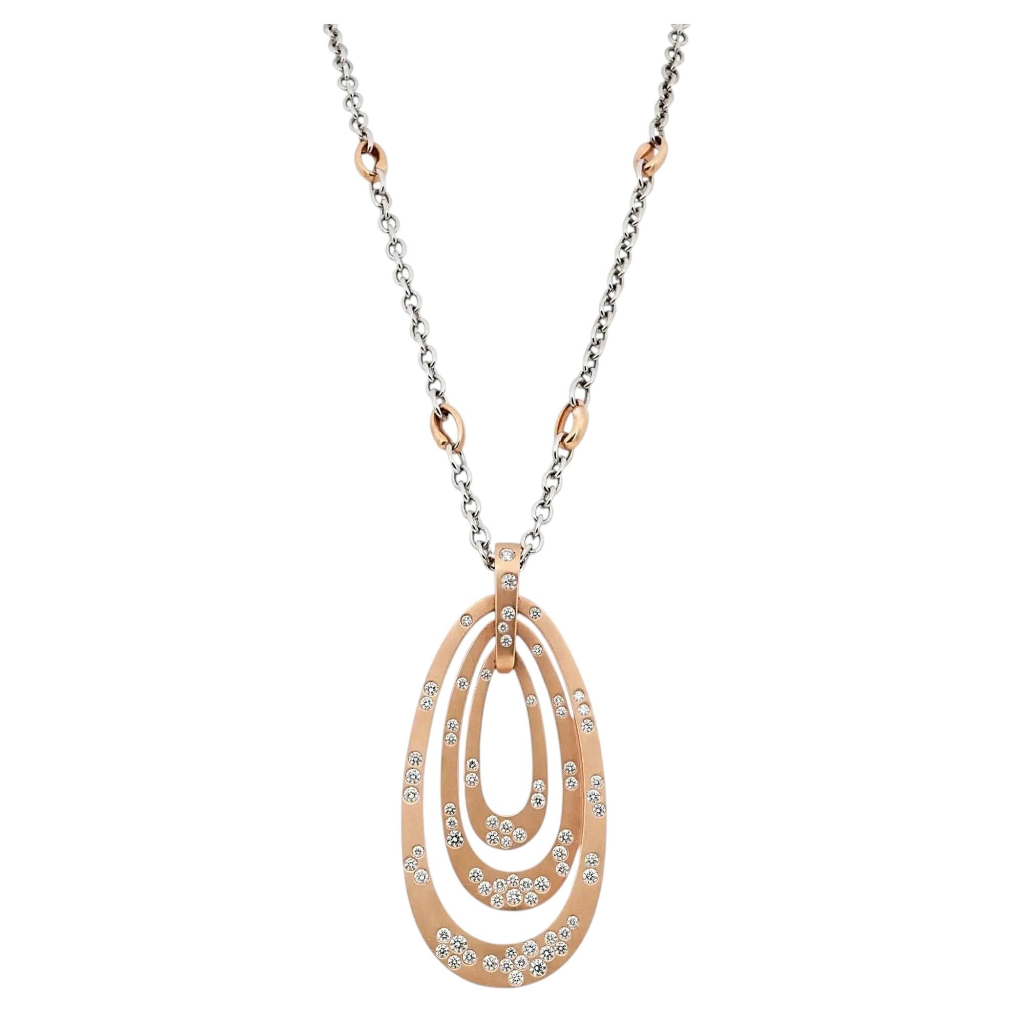 Pre-owned Maison Crivelli Crivelli Layered Openwork Diamond Pendant Necklace 18k White & Rose Gold 2.21ctw