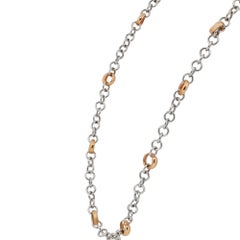 Collier à maillons en forme de diamant Crivelli, en or blanc et rose 18 carats, 0,10 ct au total
